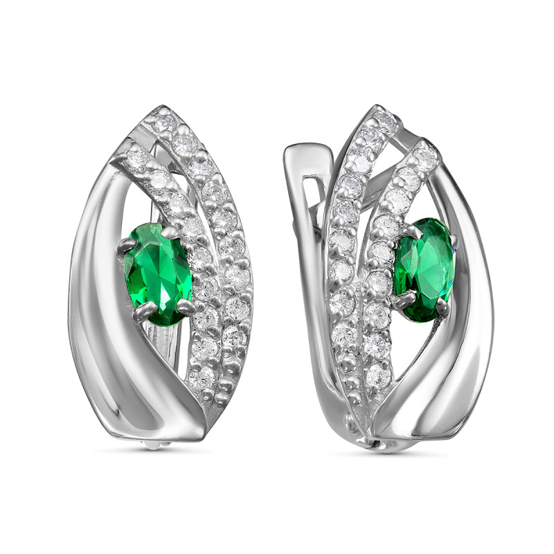 Серьги с кварцем и фианитами