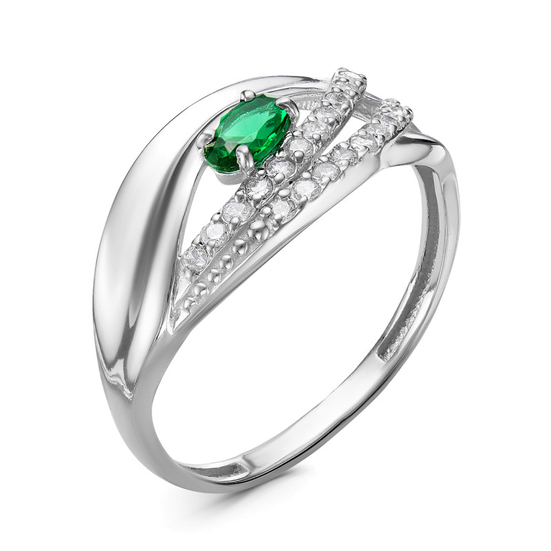 Кольцо с плавленым кварцем и фианитами