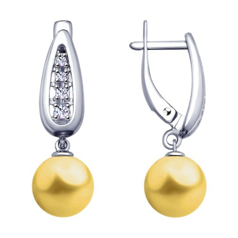 Серьги с имитированным золотым жемчугом