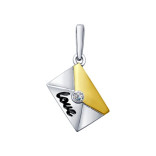 Подвеска "Конверт" с фианитом