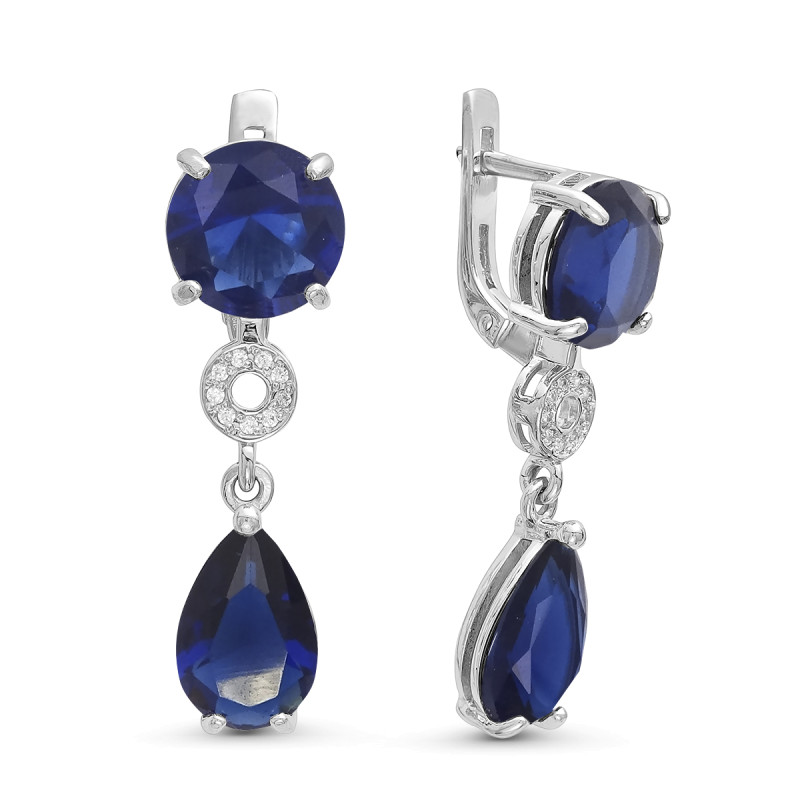 Серьги с кварцем и фианитами