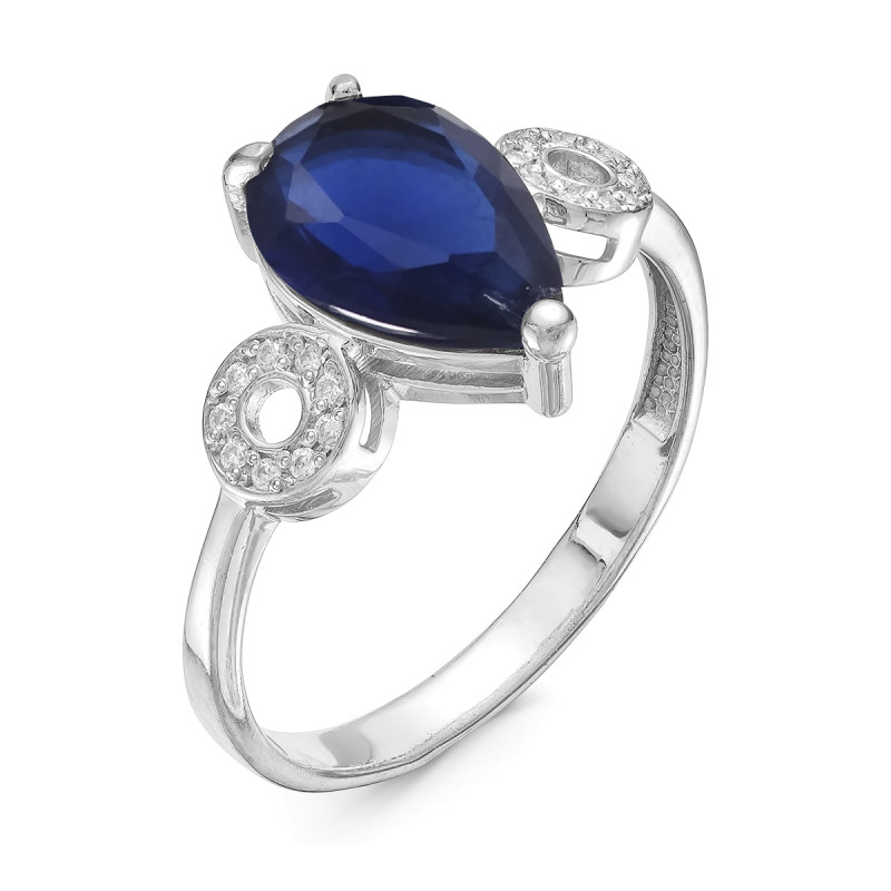 Кольцо с плавленным кварцем и фианитами