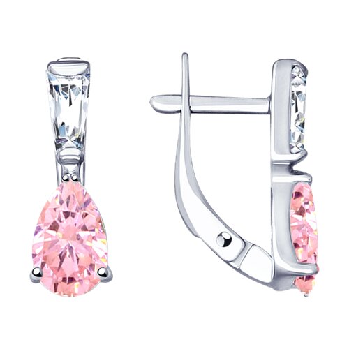 Серьги с розовым фианитом