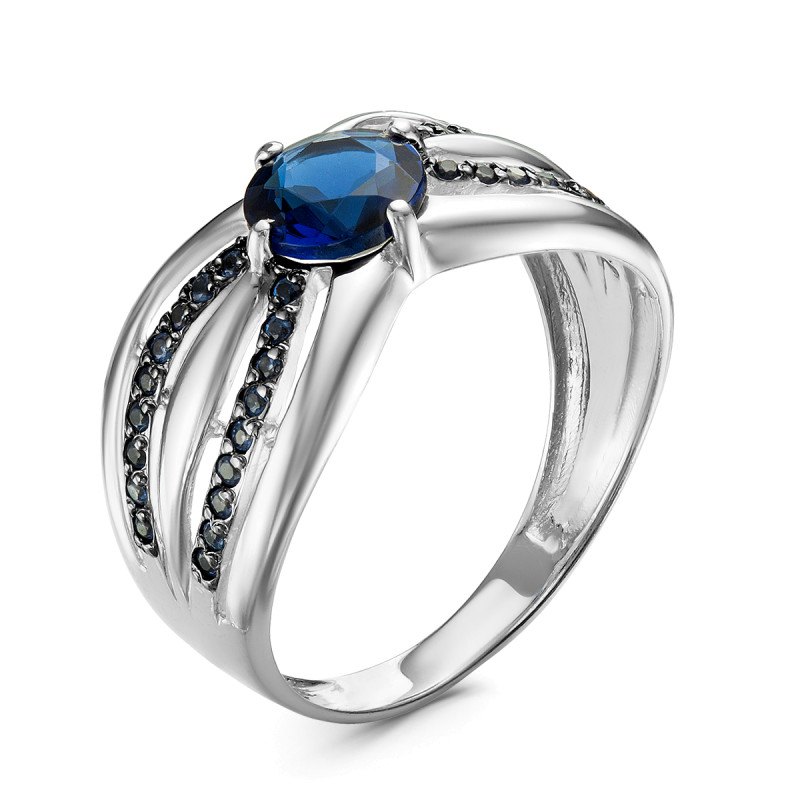 Кольцо с плавленным кварцем и фианитами