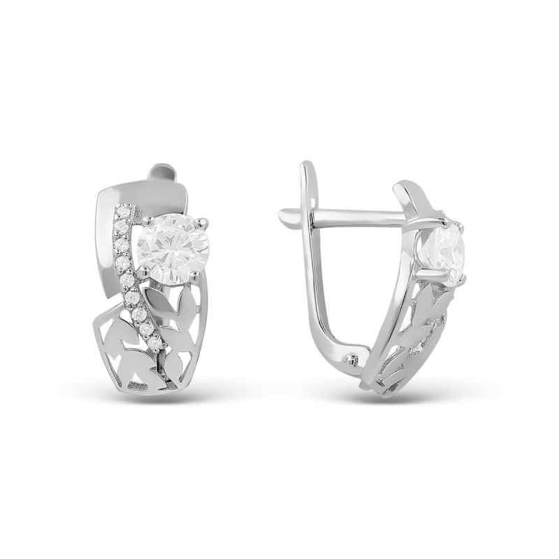 Серьги серебряные с фианитами