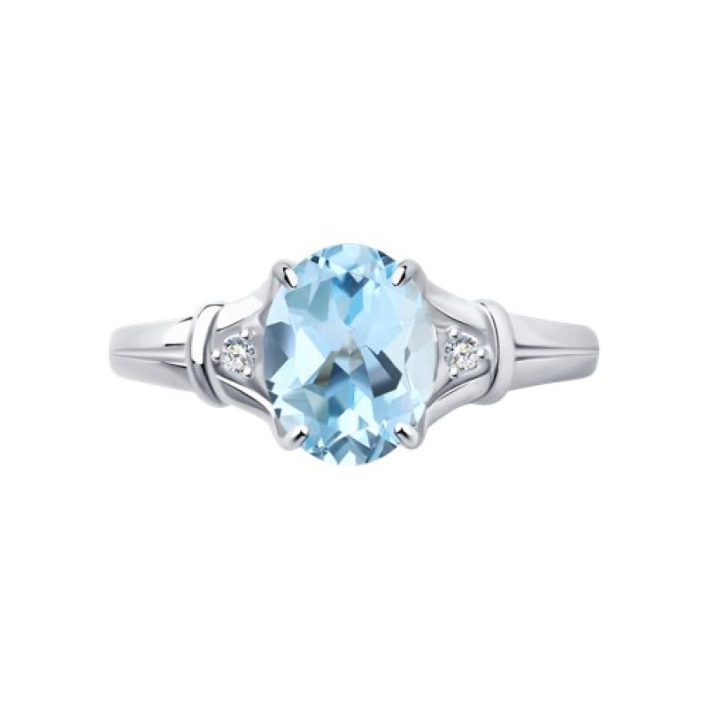 Кольцо с топазом и фианитами