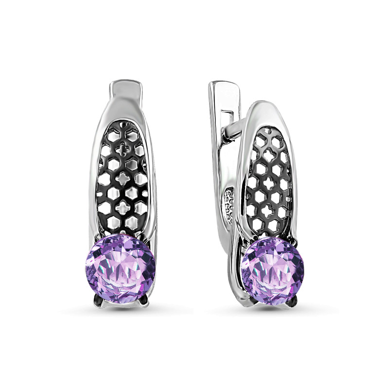 Серьги с натуральным аметистом