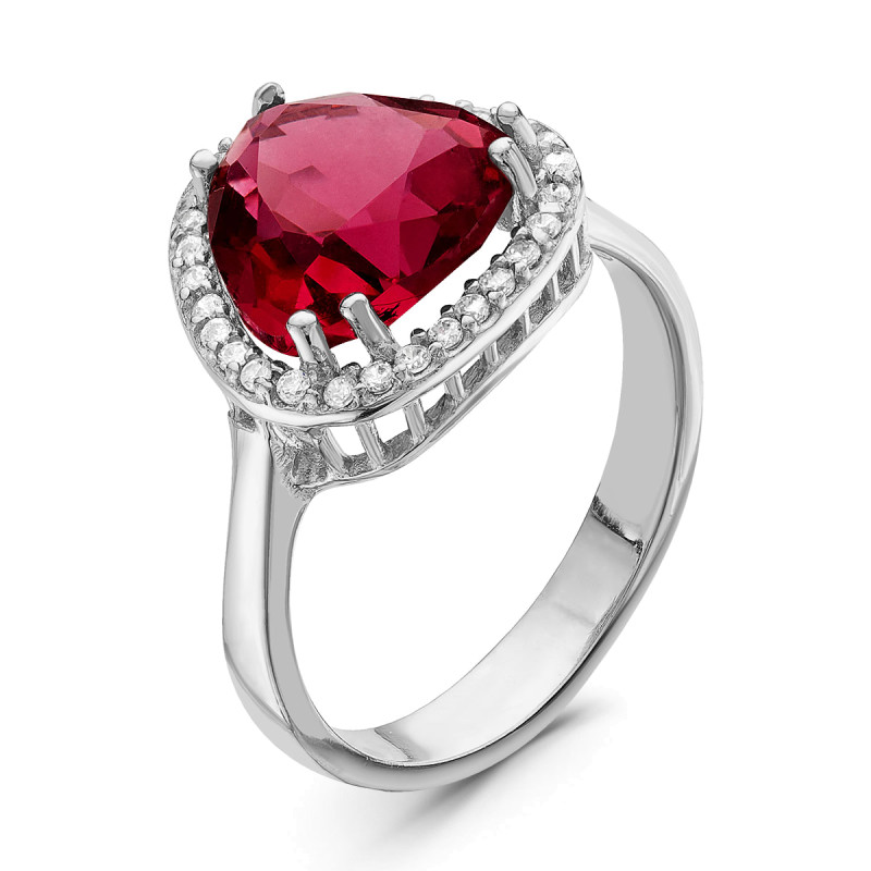 Кольцо с плавленным кварцем и фианитами