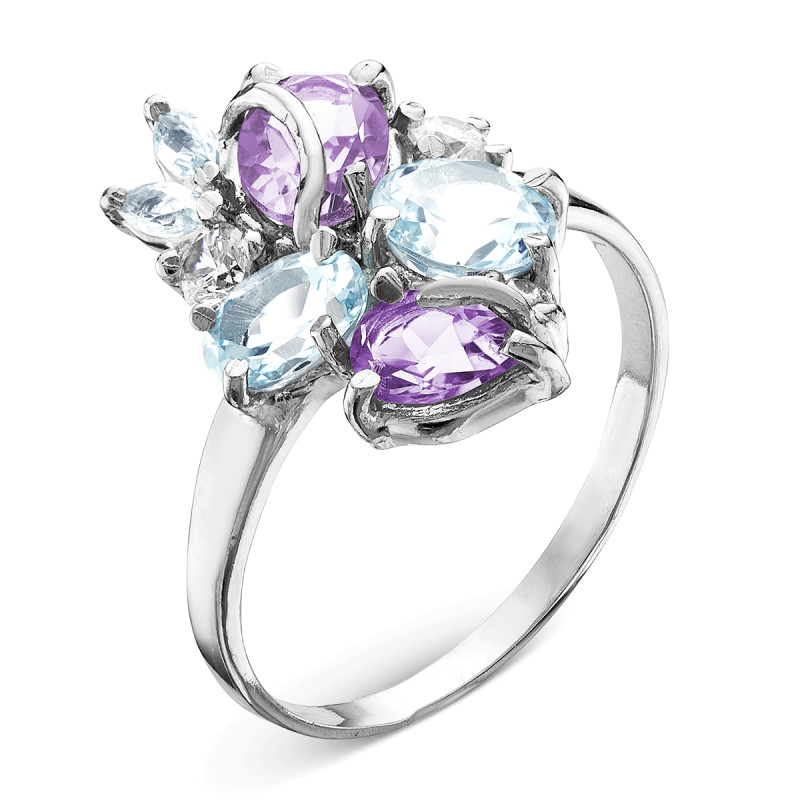 Кольцо с топазами и аметистом
