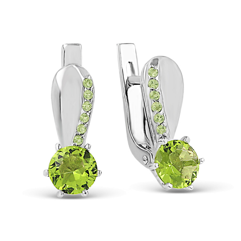 Серьги с кварцем и фианитами