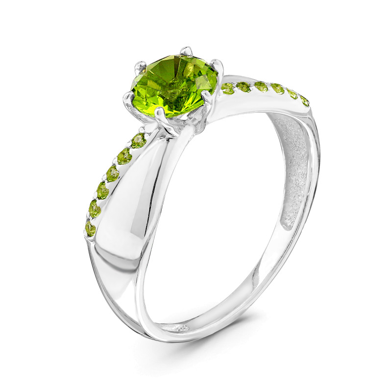 Кольцо с плавленным кварцем и фианитами