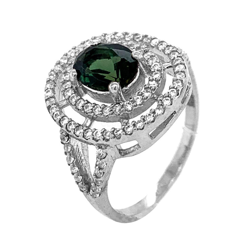 Кольцо с празиолитом и фианитами