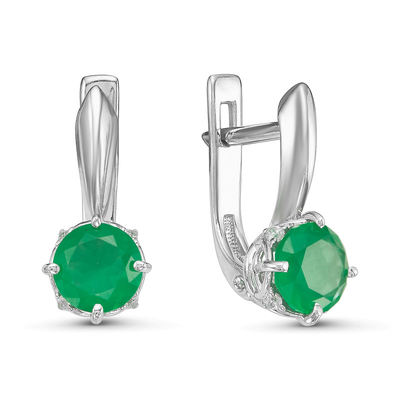 Серьги с кварцем и фианитами