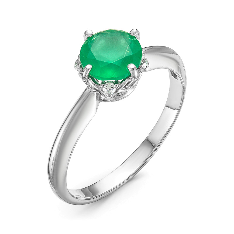 Кольцо с кварцем и фианитами