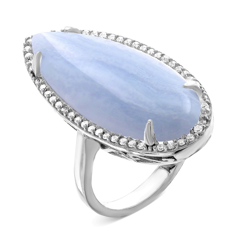 Кольцо с кварцем и фианитами