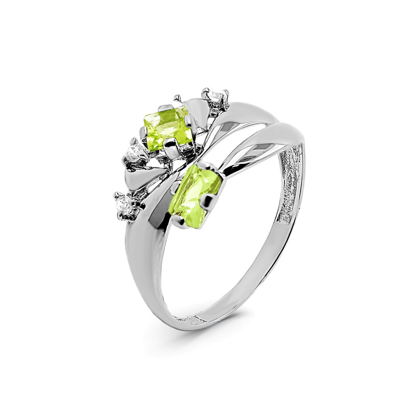 Кольцо с плавленным кварцем и фианитами