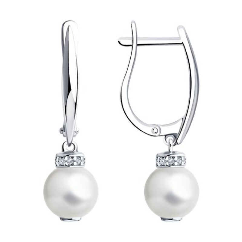 Серьги с имитированным белым жемчугом