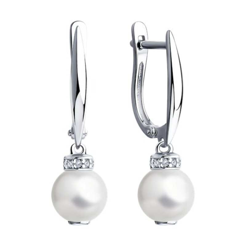 Серьги с имитированным белым жемчугом