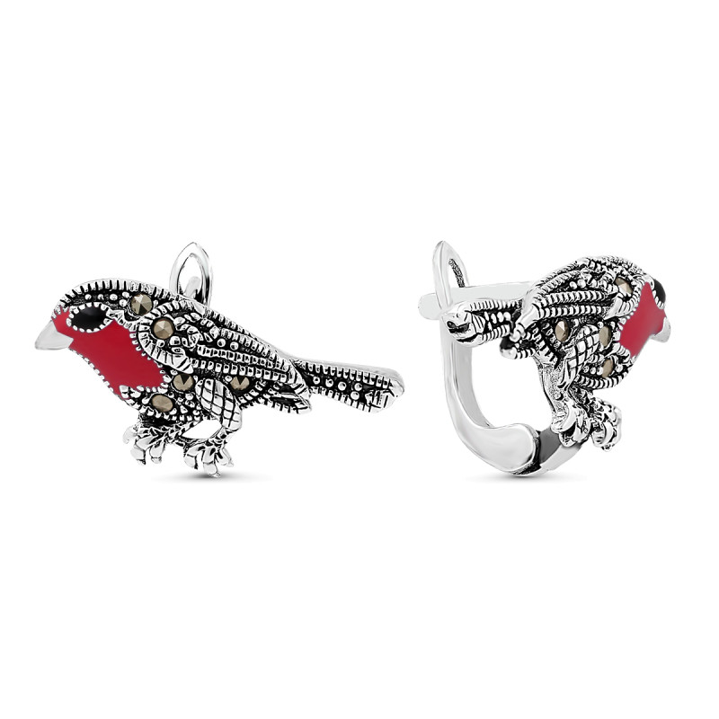 Серьги с марказитом и эмалью