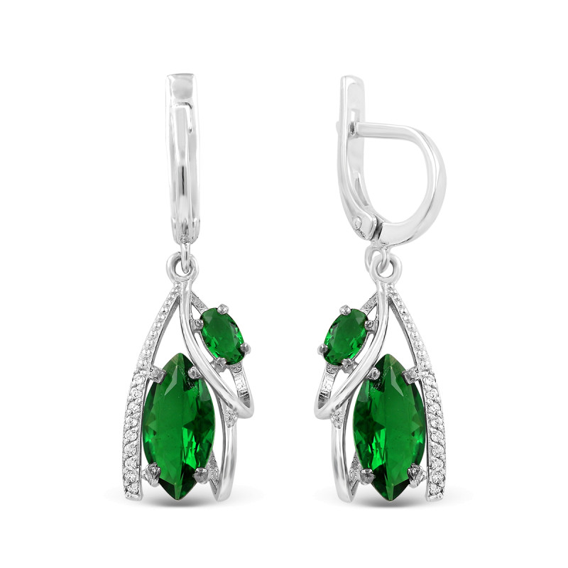 Серьги с кварцем и фианитами