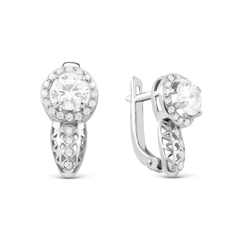 Серьги серебряные с фианитами