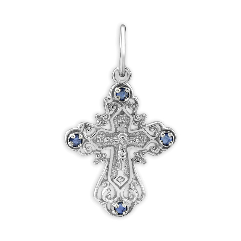 Крест серебряный с сапфирами