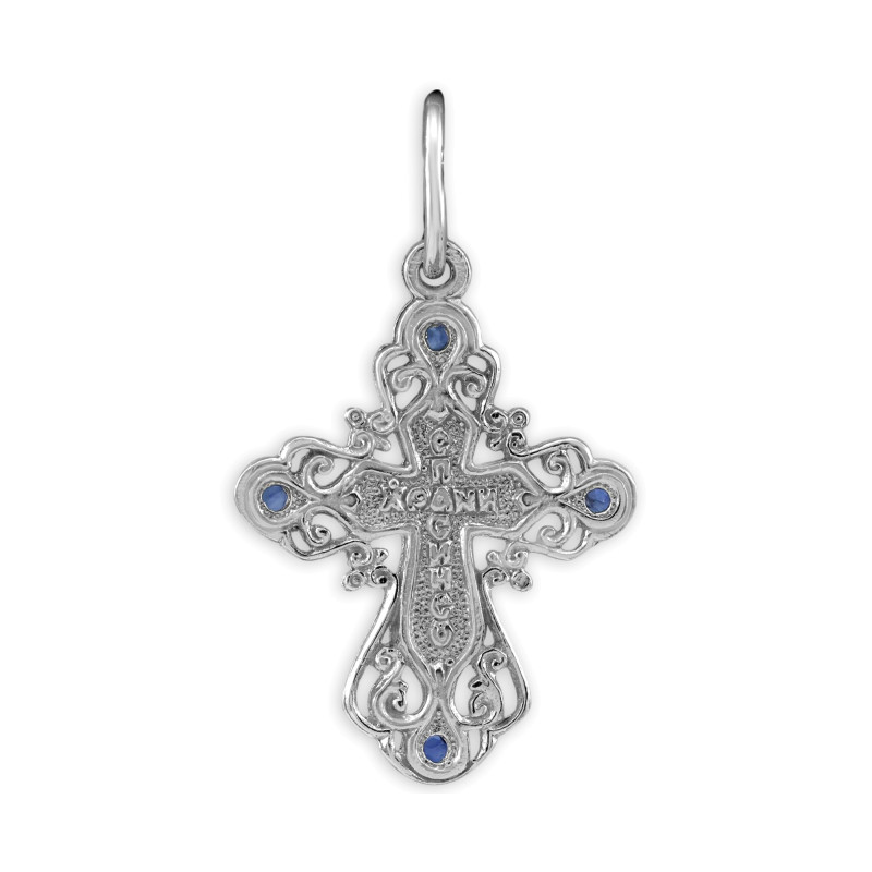 Крест серебряный с сапфирами