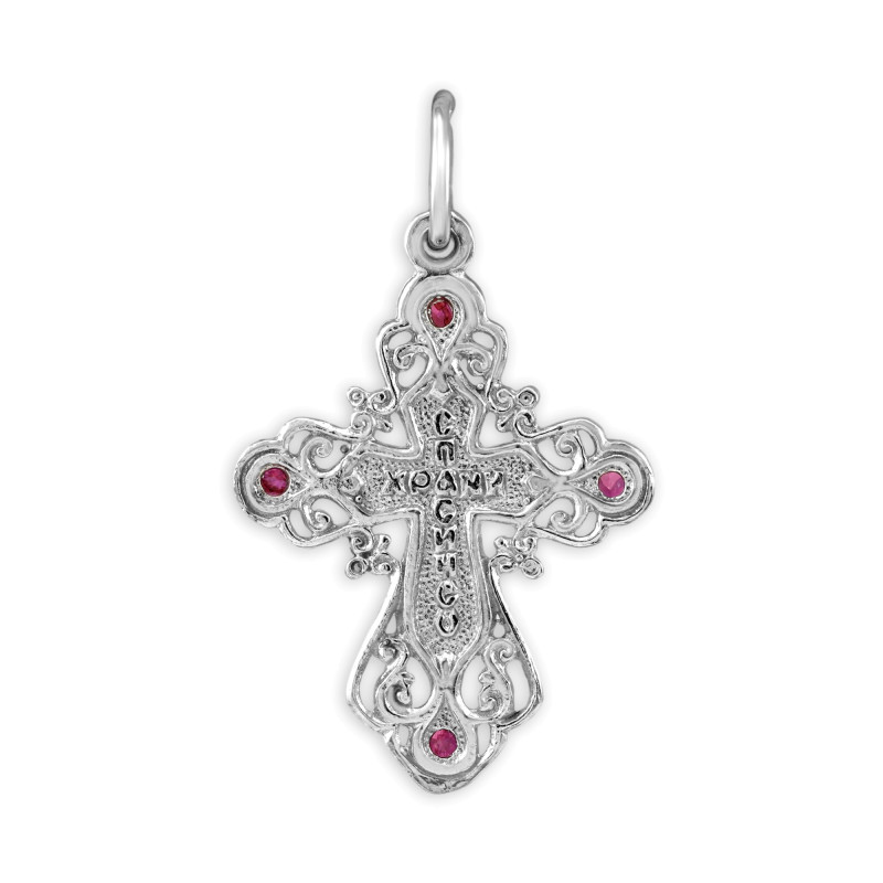 Крест из серебра с рубинами