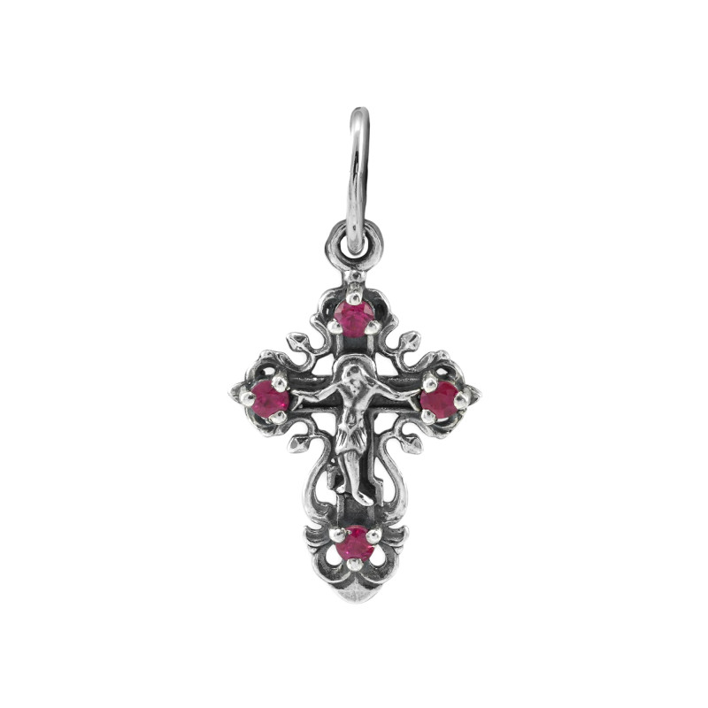 Крест из серебра с рубинами