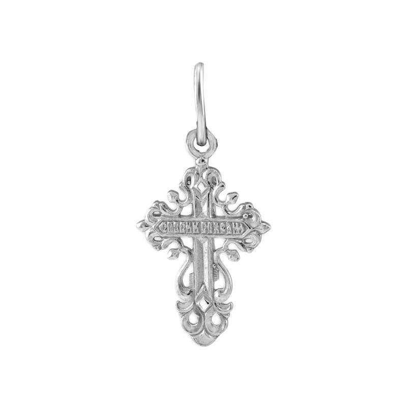 Крестик серебряный с натуральными рубинами