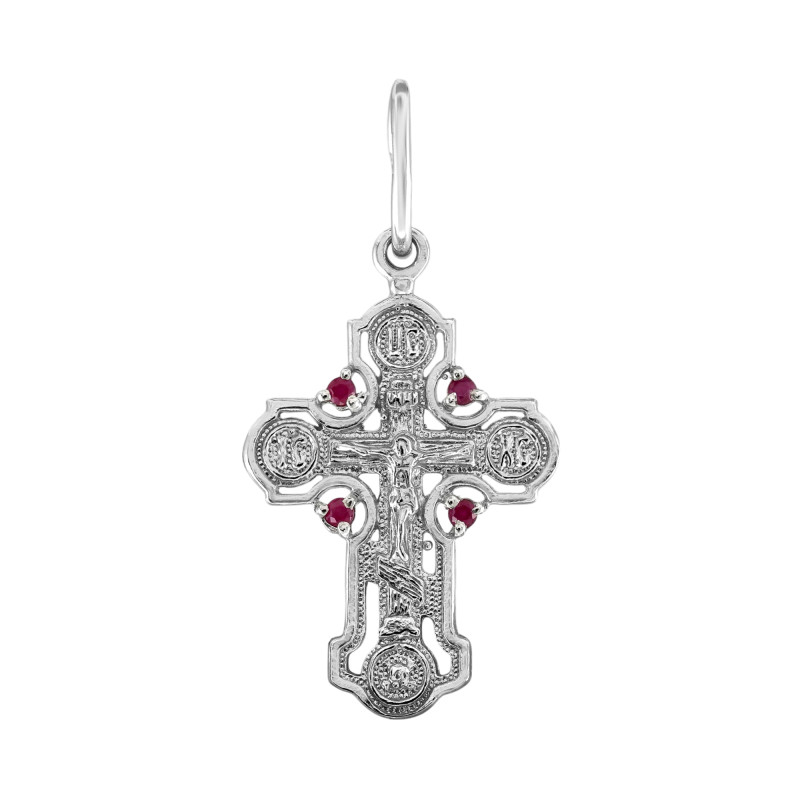 Серебряный крест с рубинами