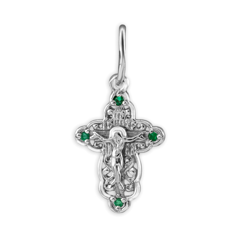 Серебряный крест с изумрудами