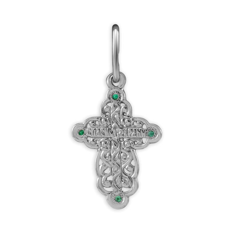 Серебряный крест с изумрудами