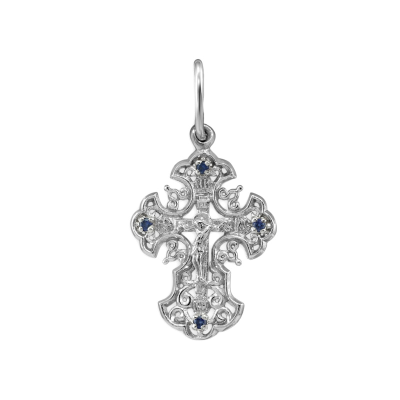 Крест из серебра с сапфирами