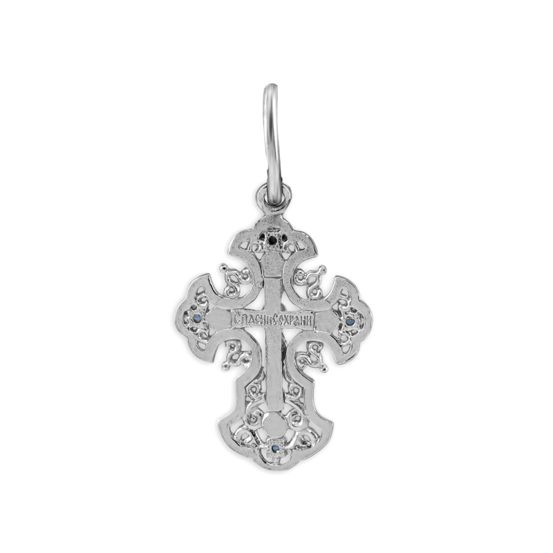 Крест из серебра с сапфирами