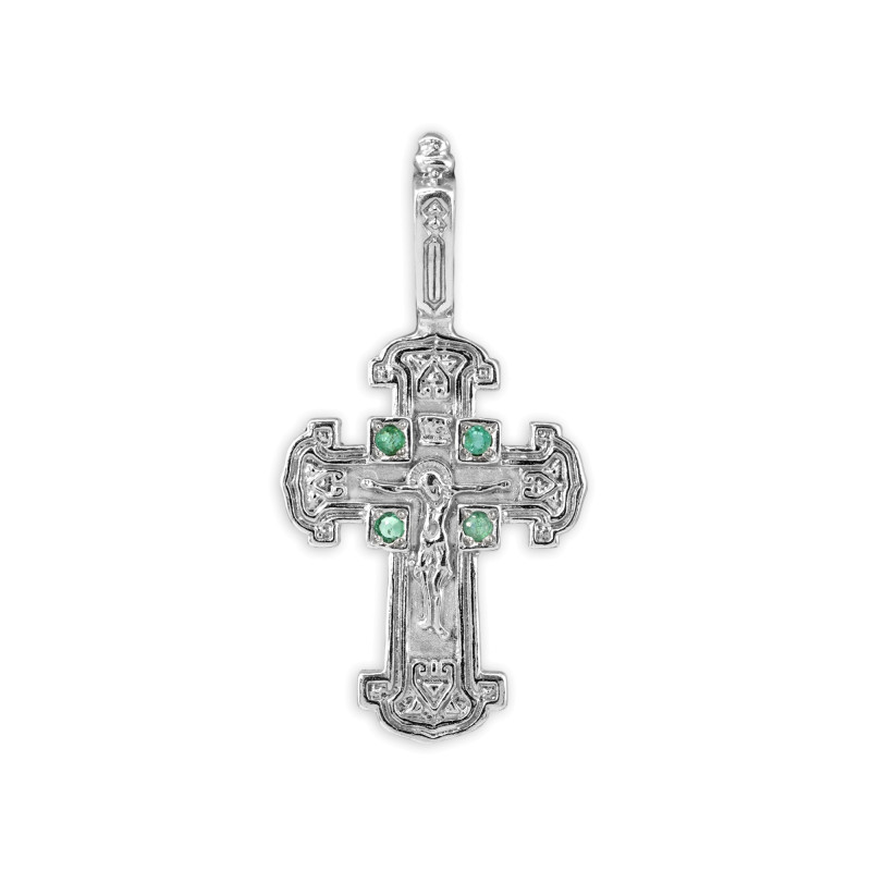 Крест из серебра с изумрудами