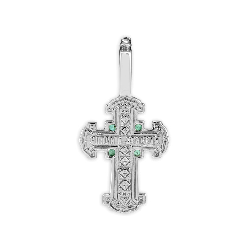 Крест из серебра с изумрудами