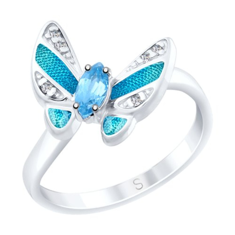 Кольцо с топазом и фианитами