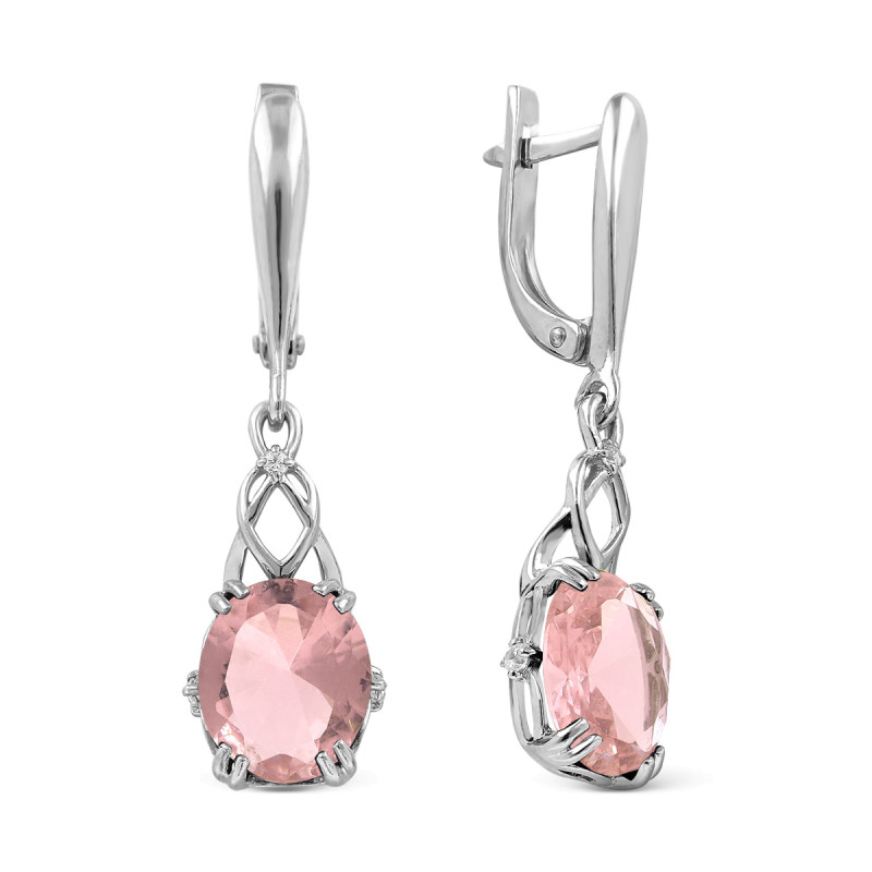 Серьги с кварцем и фианитами