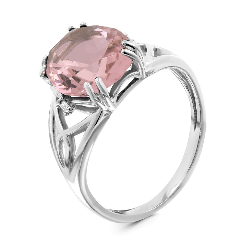 Кольцо с кварцем и фианитами