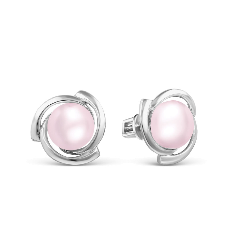 Серьги с розовым жемчугом