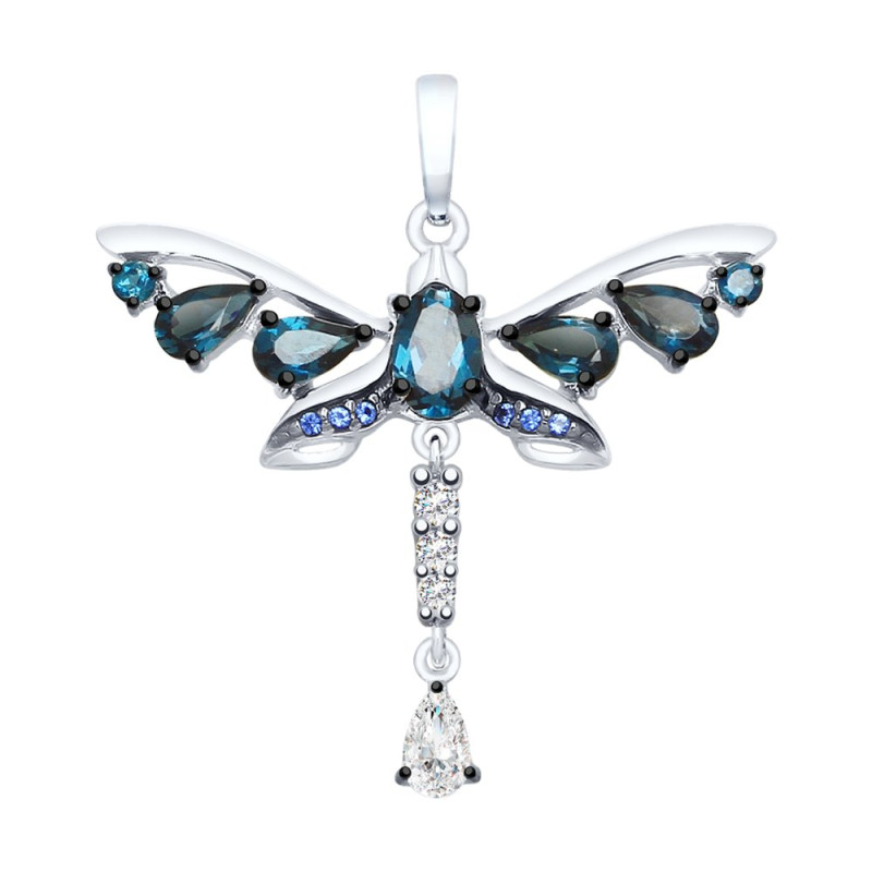 Подвеска из серебра с топазами