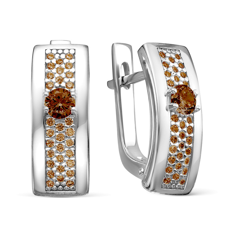 Серьги серебряные с фианитами