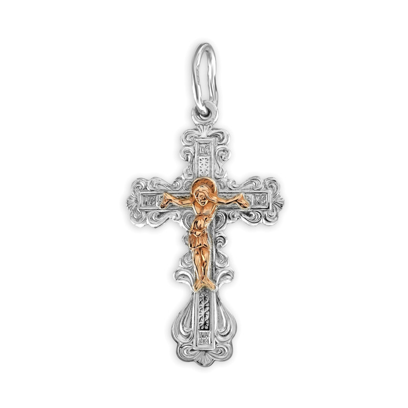 Серебряный крест с золотым распятьем