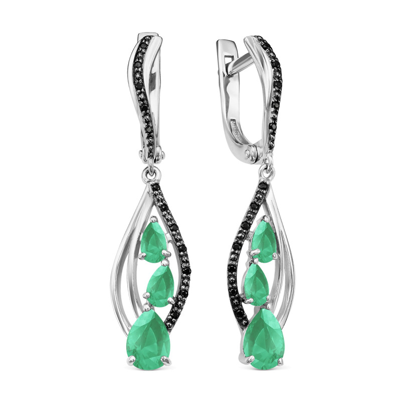 Серьги с кварцем и фианитами