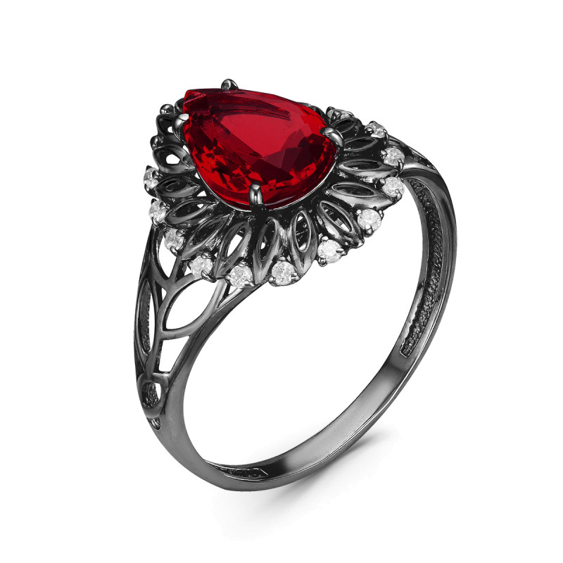 Кольцо с кварцем и фианитами