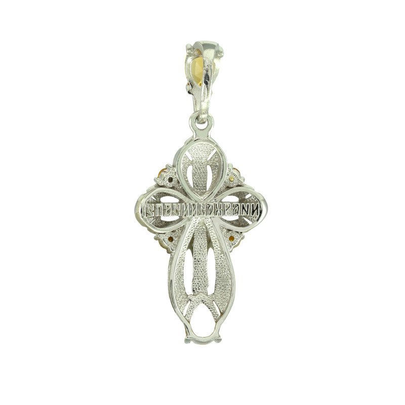 Серебряный крест с цитринами
