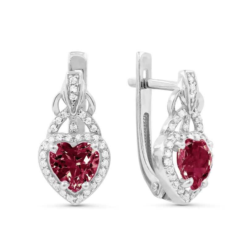 Серьги с гранатом и фианитами