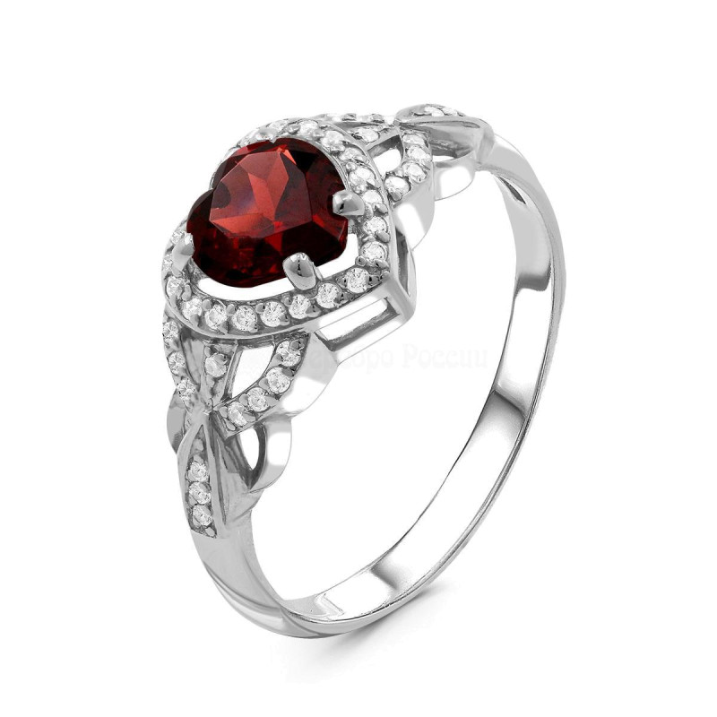 Кольцо с гранатом и фианитами