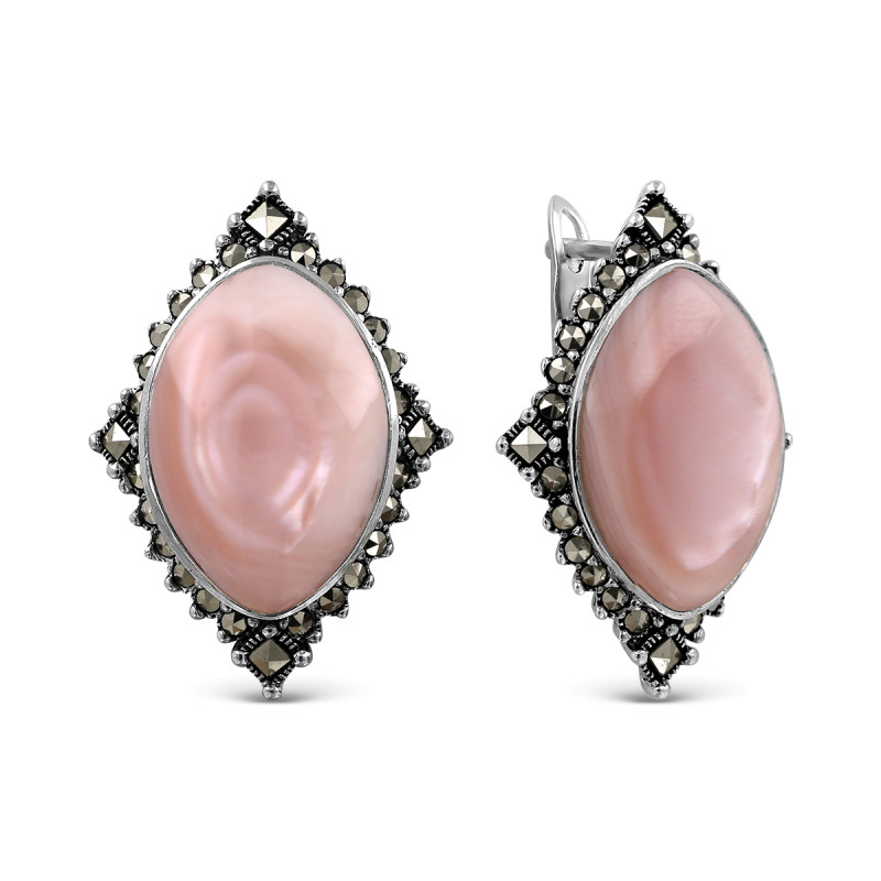 Серьги с перламутром и марказитом